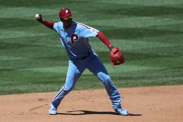 After making five errors in his first 18 games, Philadelphia Phillies shortstop Didi Gregorius has seemingly turned the corner defensively. (Monica Herndon/The Philadelphia Inquirer/TNS)