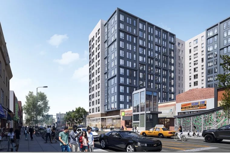 Looking northwest at the 350-unit apartment building proposed for 40th and Market Streets in University City.