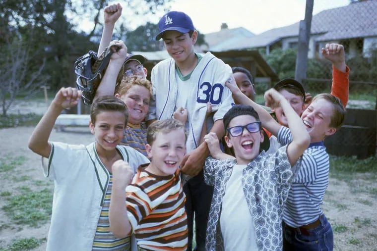The gang from 1993's 'The Sandlot' appears in a promotional still from the film. Actors Victor DiMattia and Marty York, better known as their film counterparts Timmy Timmons and Alan "Yeah-Yeah" McClennan, will appear at this Saturday's Phillies game against the Milwaukee Brewers. 