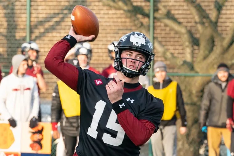 Anthony Russo, throwing during a spring practice.