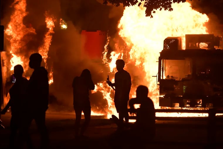 Garbage and dump trucks were set ablaze on Sunday by rioters near the Kenosha County Courthouse where they had been set up to prevent damage to the building. The building was still damaged and was closed on Monday.