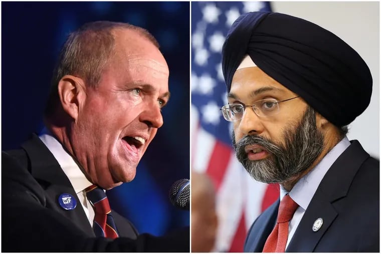 New Jersey Gov. Phil Murphy, left, and Attorney General Gurbir Grewal, seen in file photos.