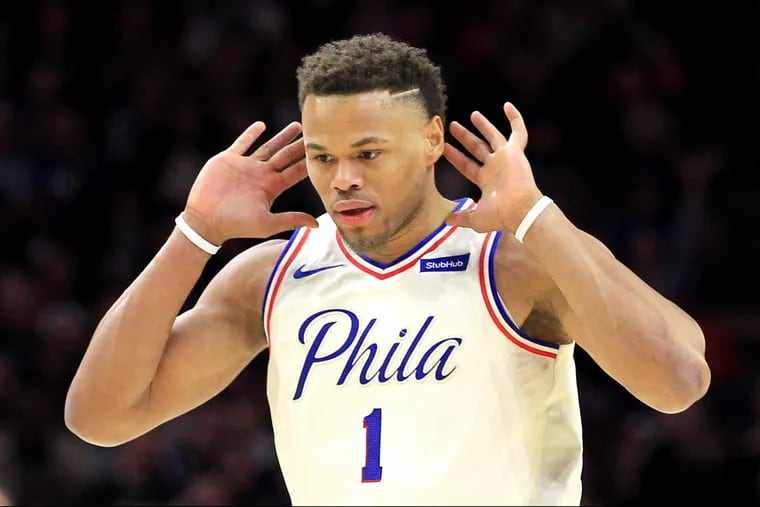 Justin Anderson reacting after hitting a three-pointer last season.