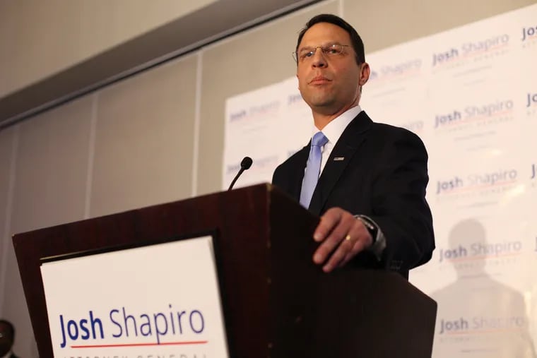 Josh Shapiro is elected as Pennsylvania's Attorney General on Tuesday, Nov. 8, 2016.