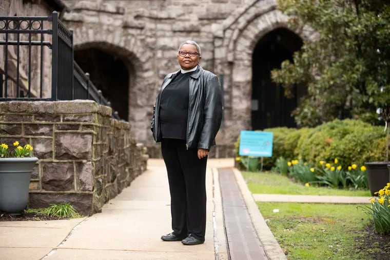 Rev. Renee McKenzie posed for a portrait at Grace Church of Haddonfield, N.J., where she first became a priest in 2001, after a career as a physical therapist. McKenzie is stepping down as vicar at the Church of the Advocate in North Philadelphia and taking on a new role.