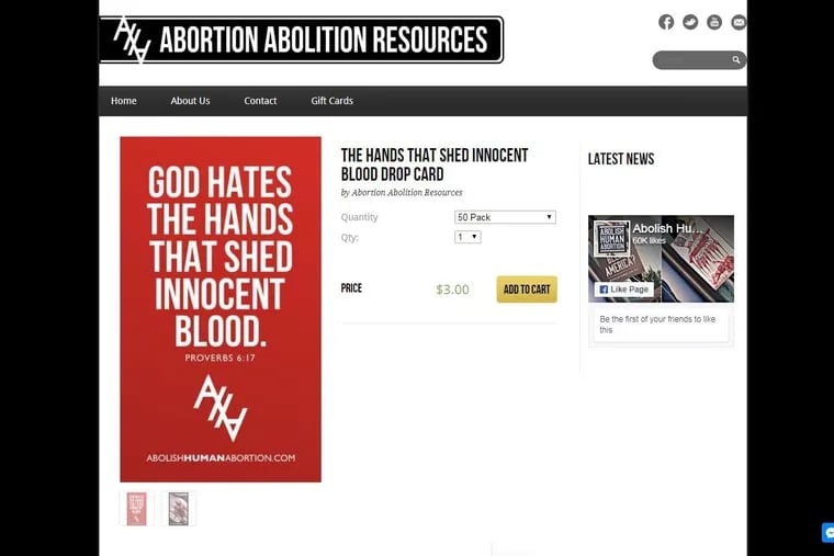 Abortion "abolitionists" ask supporters to purchase these cards and place them in public spaces. A woman found one inside a box of diapers she bought at Wegmans in King of Prussia.