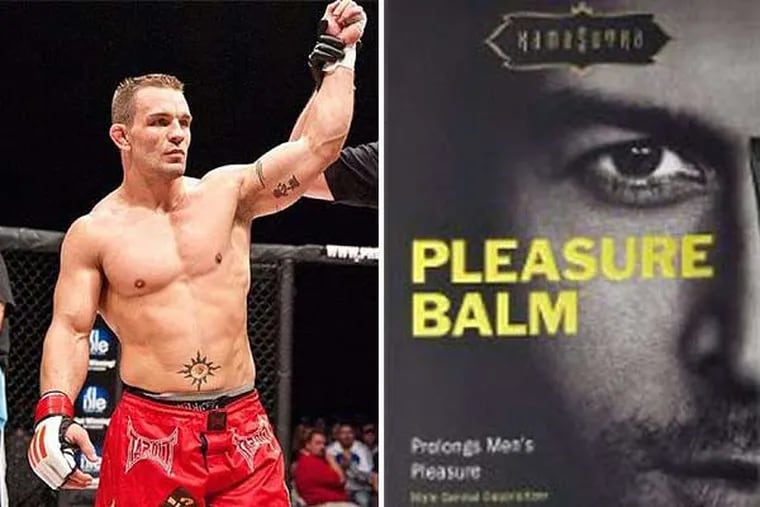 Mixed-martial artist Michael Waylon Lowe says a "Pleasure Balm" he bought in a South Street sex shop has left him with penile scars that keep him from performing properly in the bedroom.
