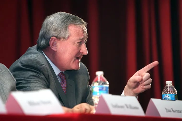 Jim Kenney speaks at the Mayoral Candidates Education Forum at G.W. Childs Elementary School in Philadelphia on Tuesday, March 24, 2015. ( STEPHANIE AARONSON / Staff Photographer )