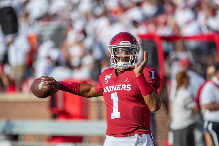 The Eagles' surprise pick of Oklahoma QB Jalen Hurts in the second round stirred most of the conversation during NFL draft weekend. (AP Photo/Alonzo Adams)