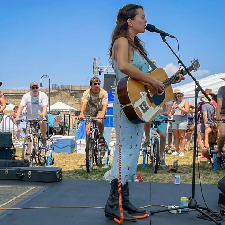 Madi Diaz performs on the Newport Folk Festival's bike stage on Friday, July 22, 2022, in Newport, R.I. (AP Photo/Pat Eaton-Robb)