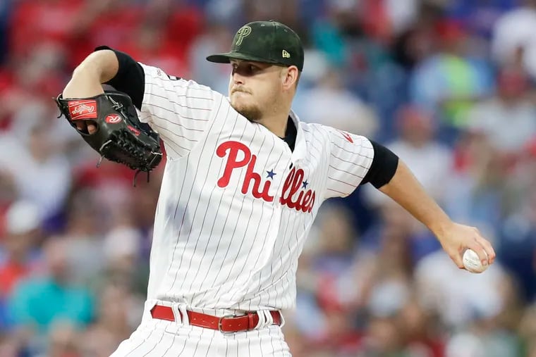Phillies pitcher Cole Irvin throws the baseball against the Colorado Rockies on Friday, May 17, 2019 in Philadelphia.
