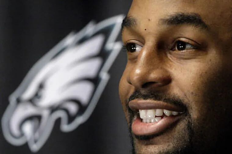 Eagles' quarterback Donovan McNabb speaks during a news conference in Philadelphia on Wednesday. Asked whether the birth of twins affected his play recently, "I can't sit here and say, 'Yes,' that it was on my mind in the previous weeks. But I tried to not let it affect my playing, knowing that I didn't play as well as I wanted to in the previous weeks." (AP Photo / Matt Rourke)