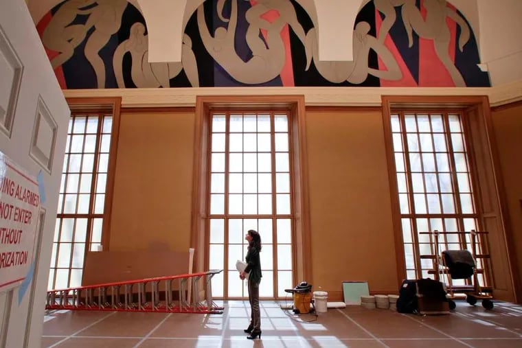 "The Dance," a three-panel mural by Henri Matisse at the Barnes. Dr. Albert C. Barnes' art theories considered color and composition of an artwork, and not narratives.