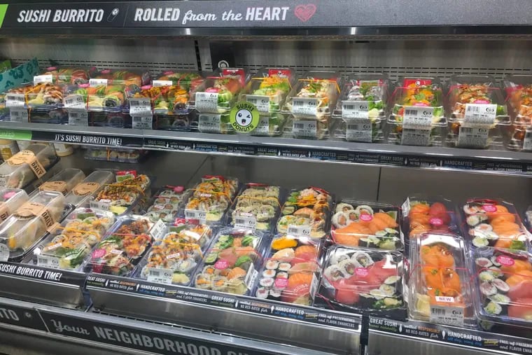 Genji sushi case at Whole Foods Market on Callowhill Street. Genji will expand its footprint at the store with a kiosk selling snacks.