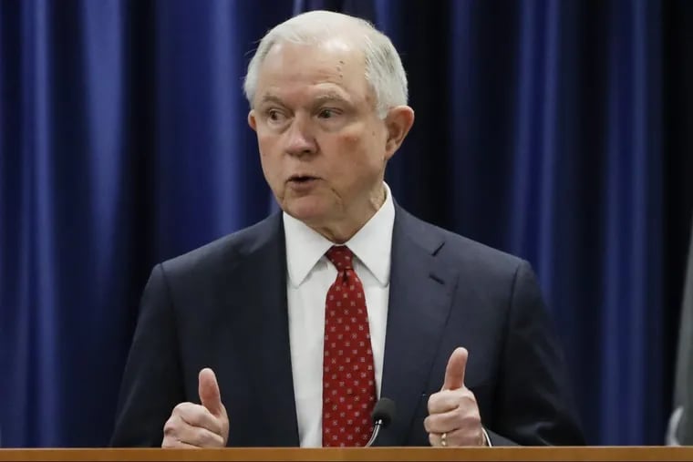 Attorney General Jeff Sessions speaks about sanctuary cities at the U.S. Attorney’s Office in Philadelphia on Friday.