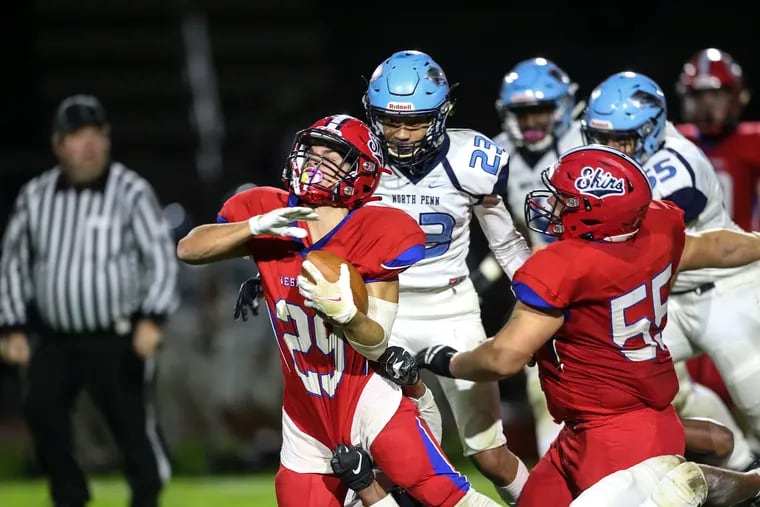 North Penn's defense stops Neshaminy's Chris James on a first down run during the 2nd quarter the Suburban One League game in Langhorne, Friday, October 2, 2020
