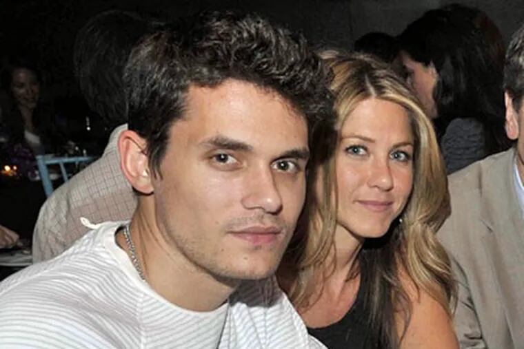 John Mayer and Jennifer Aniston: Their uncertain relationship was one of the big little celeb stories of 2008. (Lisa Rose / Associated Press)
