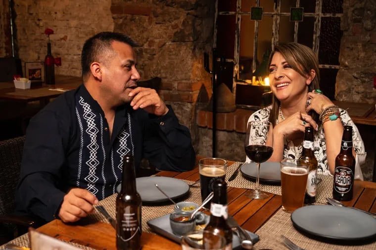 Chef Dionicio Jiménez with his wife, Mariangeli Alicea Saez, in Puebla, Mexico, in 2023.