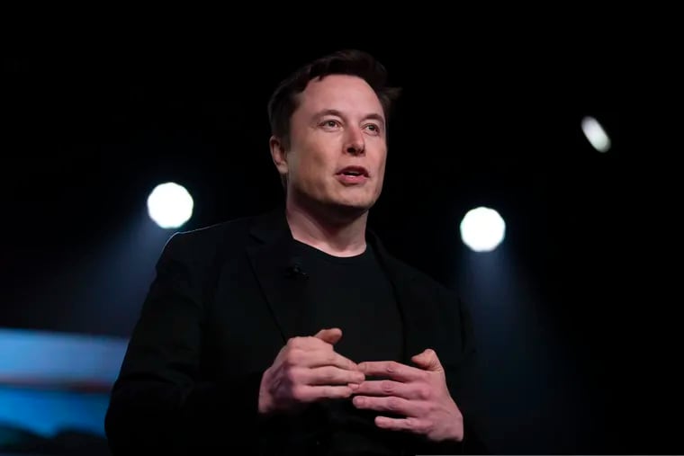 FILE - In this March 14, 2019 file photo, Tesla CEO Elon Musk speaks before unveiling the Model Y at the company's design studio in Hawthorne, Calif. Musk says he’s deleted his Twitter account 10 months after a tweet landed him in trouble with U.S. regulators. Musk changed his Twitter display name to Daddy DotCom on Father’s Day. Daddy.com is an actual website that provides parenting information to new and expecting fathers. (AP Photo/Jae C. Hong, File)