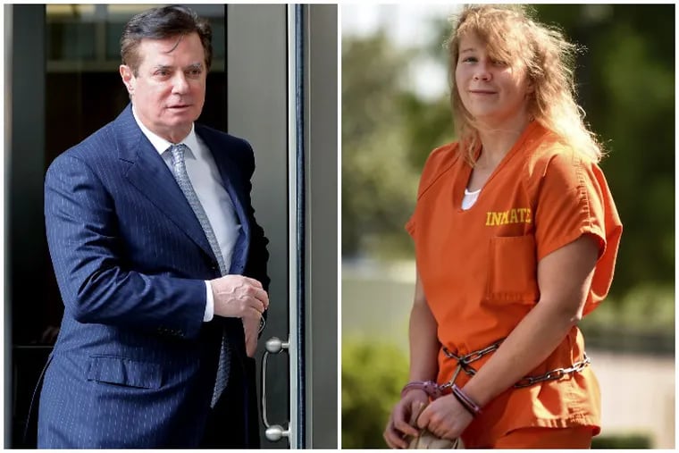 Paul Manafort was sentenced to 47 months for a multi-million-dollar fraud. Reality Winner is serving 63 months for blowing the whistle on Russian election hacking.