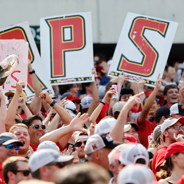Maryland fans celebrate a first quarter goal against Virginia.