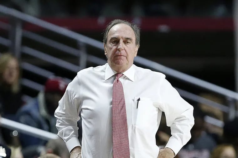 Temple’s head coach Fran Dunphy watches as the Temple Owls play East Carolina Pirates at the Liacouras Center in Philadelphia, PA on January 7, 2017. DAVID MAIALETTI / Staff Photographer