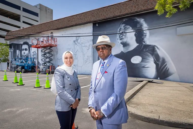 Kaleem Shabazz (right), president of the Local Chapter of the NAACP in Atlantic City, alongside Maryam Sarhan, community organizer for Atlantic City's NAACP.