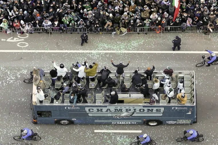 Who doesn’t love a good parade, in this case along the Parkway with the Eagles?