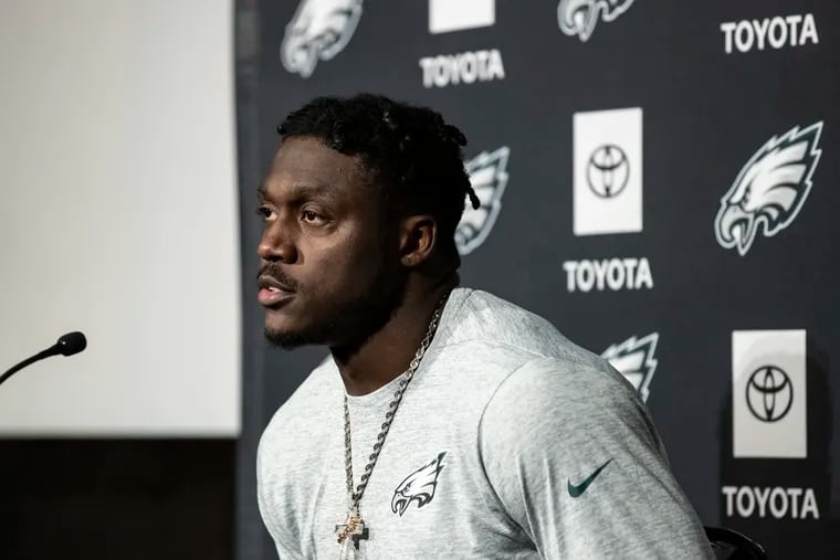 Eagles wide receiver A.J. Brown, who addressed the media Wednesday at the NovaCare Complex, is hungry to get back to the Super Bowl.