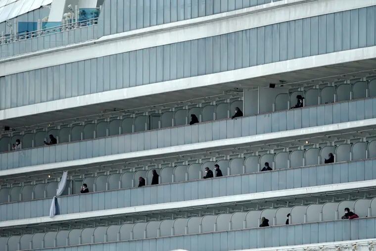 In February, passengers were quarantined on the Diamond Princess cruise ship at a port in Yokohama, near Tokyo.