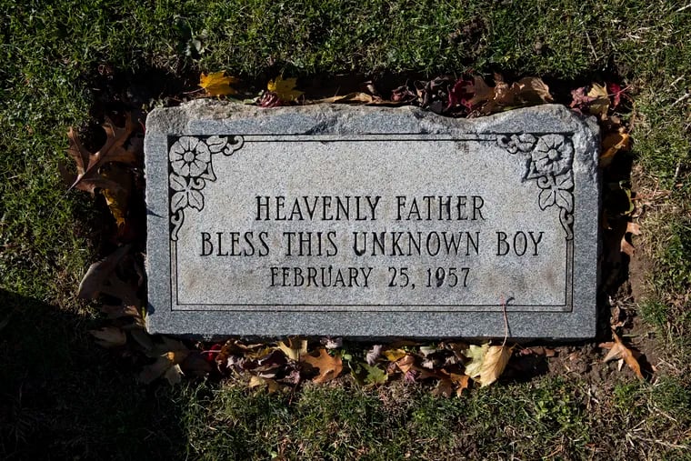 A headstone marks the burial site for the ‘boy in the box’ in the Ivy Hill Cemetery in Philadelphia.