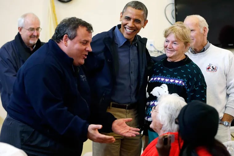 Gov. Christie says his reception of President Obama at the Jersey Shore following Hurricane Sandy is a mark of leadership. Some Republicans have said Christie was too friendly.