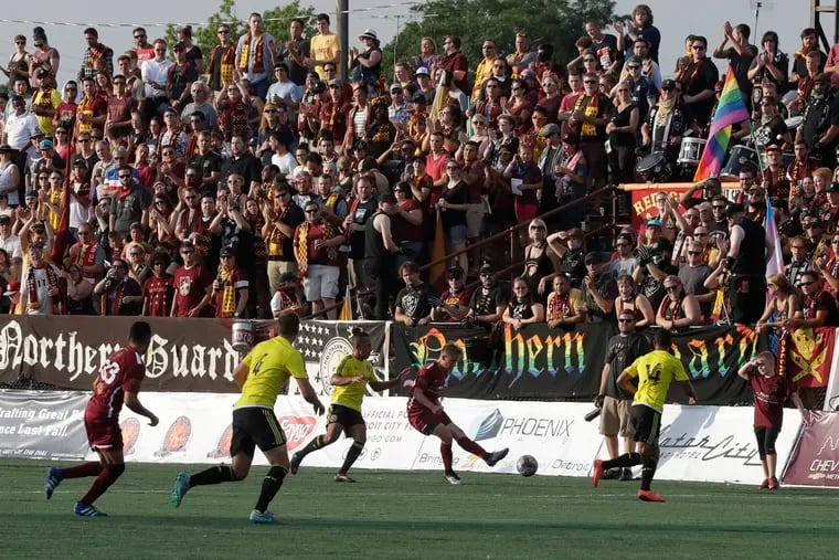 Detroit City FC fans at a game in 2016. They've created one of the most vibrant fan cultures in lower-division American soccer.