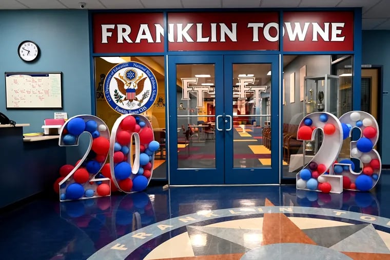 The Franklin Towne Charter High School entrance lobby Tuesday, May 9, 2023. 