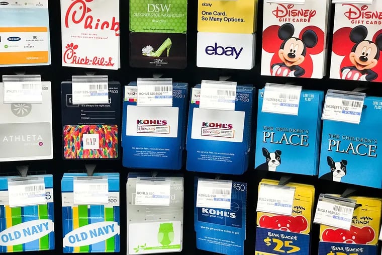 An array of gift cards are displayed for shoppers in this file photo.
