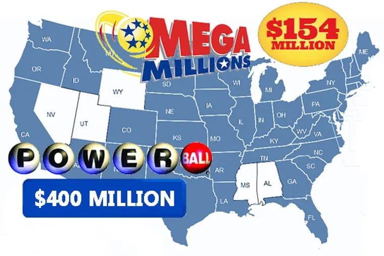 The map is the same for Mega Millions and Powerball, which had very different sized jackpots as of Feb. 17, 2014,