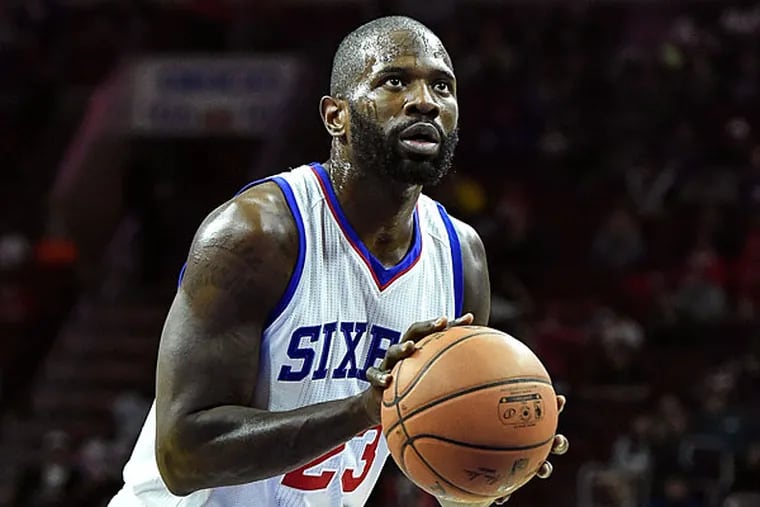 Philadelphia 76ers guard Jason Richardson (23) shoots from the foul line during the third quarter of the game against the New York Knicks at the Wells Fargo Center. The Sixers won the game 97-81. (John Geliebter/USA Today)
