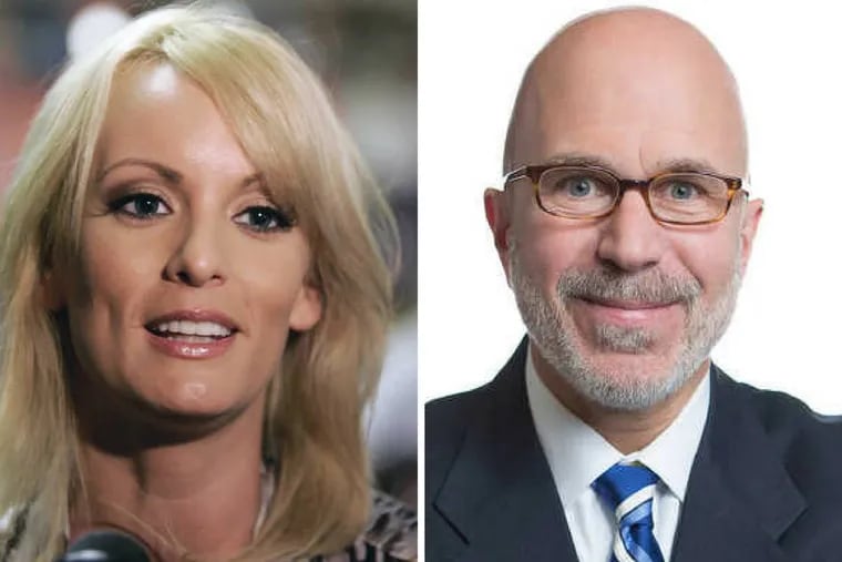 Stormy Daniels has offered to return money she received in exchange for keeping quiet about an affair with Donald Trump. Michael Smerconish (right) interviewed Daniels’ lawyer this week on CNN.