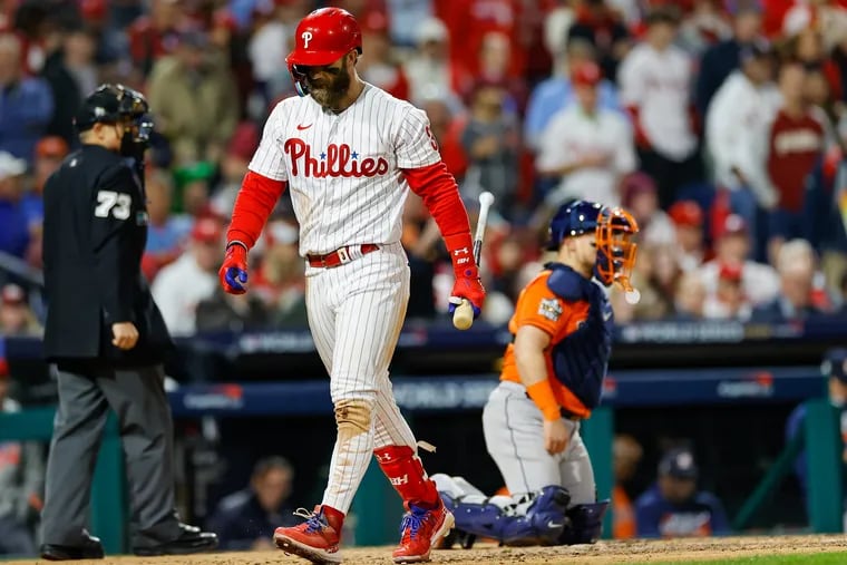 Bryce Harper took an 0-fer — just like the rest of his teammates — as the Phillies got no-hit by the Astros in Game 4.