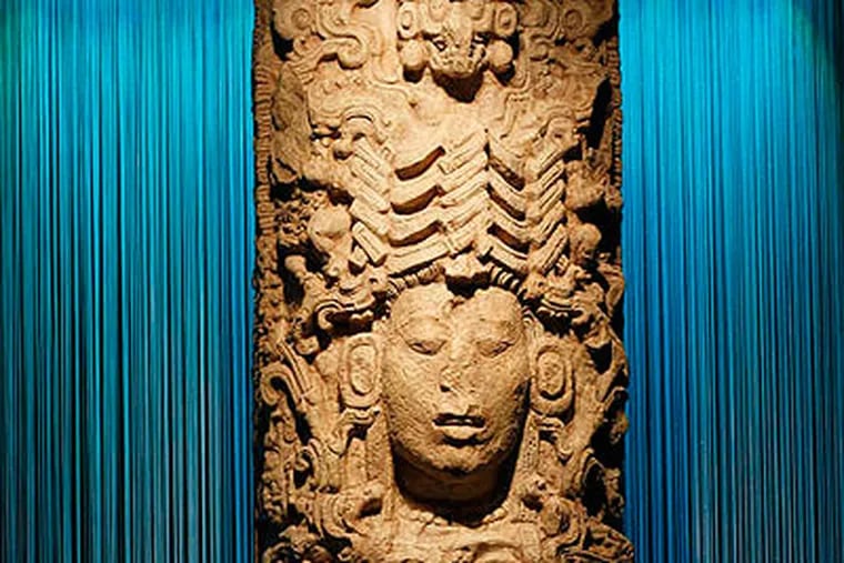 A replica of Stela A, Copan, Honduras, from an exhibit on the Mayans opening this weekend at Penn Museum. MICHAEL S. WIRTZ / Staff Photographer )