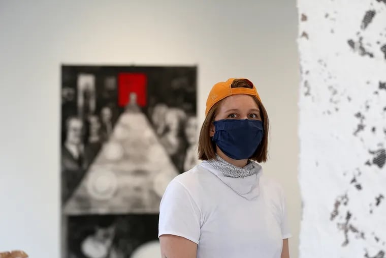 Morgan Hobbs, an artist-curator at Automat gallery, one of four galleries showing work of students boycotting PAFA's annual exhibition. Hobbs, who graduated from PAFA a few years ago, was instrumental in bringing the shows to the 11th Street galleries.
