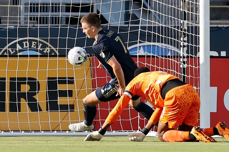 Mikael Uhre (left) has scored six goals in his last nine games for the Union.