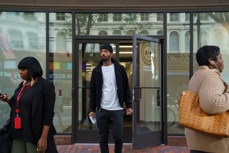 Nijha Green leaves the probation office on Market Street after meeting with his probation officer the day after being released from prison on Oct. 8, 2019.