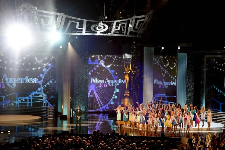 Contestants are on stage at the start of the 97th Miss America Pageant in Atlantic City in 2017.