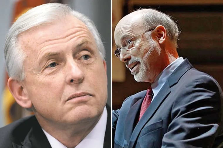 Jack Wagner (left) and Tom Wolf are running for Pennsylvania governor. (File Photos)