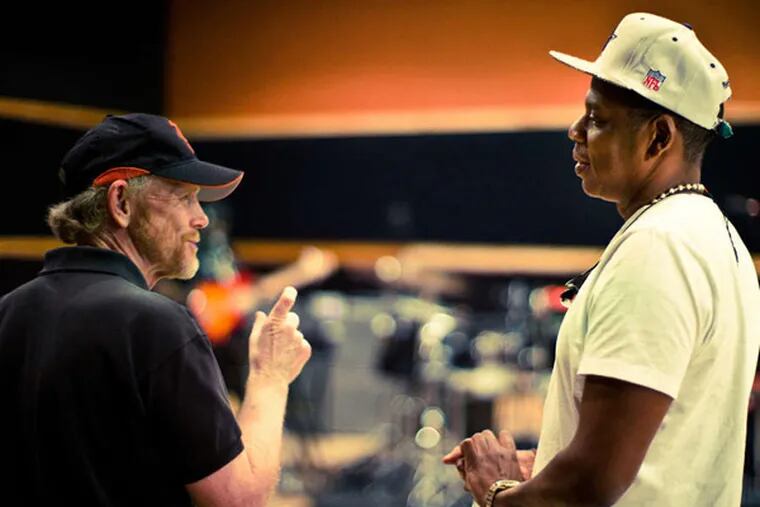 Director Ron Howard and Shawn, JAY Z,   Carter during filming of the documentary Made in America. - Photo:  RadicalMedia/Courtesy of SHOWTIME
