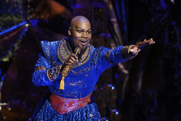 Michael James Scott as the Genie in “Aladdin,” June 13-July 1 at the Academy of Music.