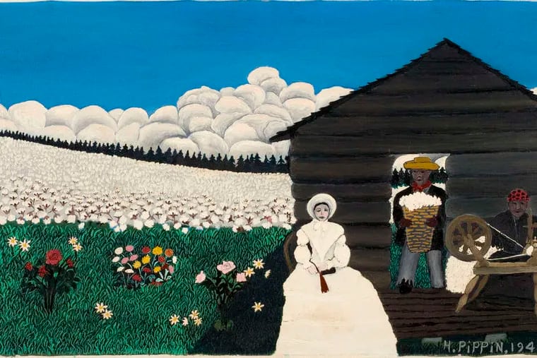 "Old King Cotton" (also known as "Cabin in the Cotton IV"), a 1944 painting by Pippin.