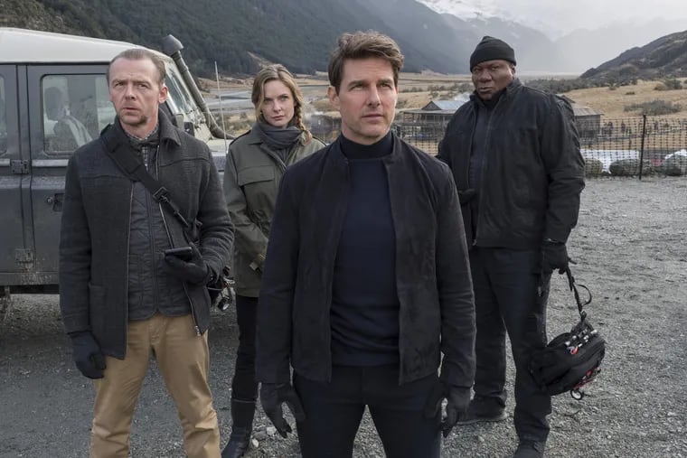 From left, Simon Pegg, Rebecca Ferguson, Tom Cruise and Ving Rhames in a scene from "Mission: Impossible – Fallout."