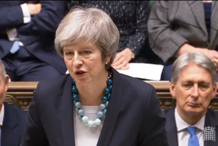 In this grab taken from video, Britain's Prime Minister Theresa May makes a statement in the House of Commons, in London, Monday, Dec.  10, 2018.  May has postponed Parliament's vote on her European Union divorce deal to avoid a shattering defeat _ a decision that throws her Brexit plans into chaos. (PA via AP)